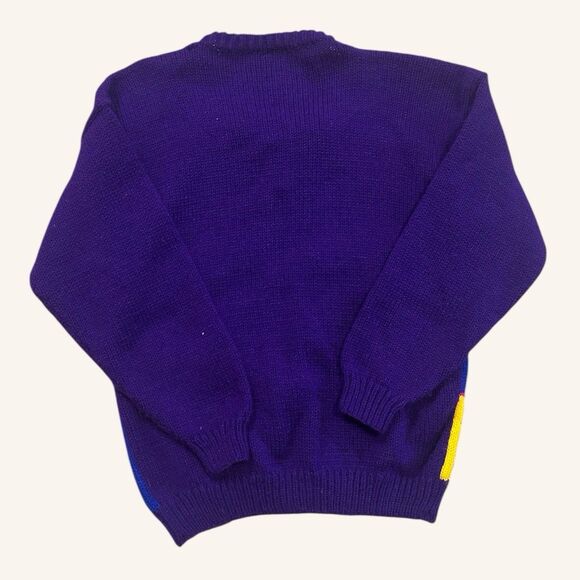 Vintage Handmade Purple Folk Art Cardigan Sun Rain Llama Birds Embroidery XS/S - Picture 2 of 5